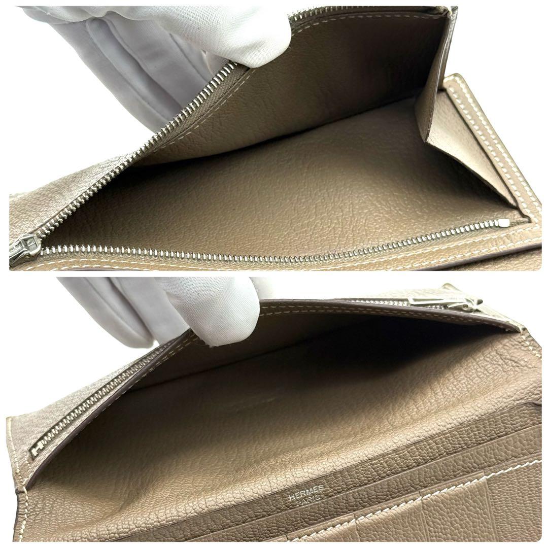 極上美品❣️エルメス べアンスフレ シェーブル 財布 ベージュ O77