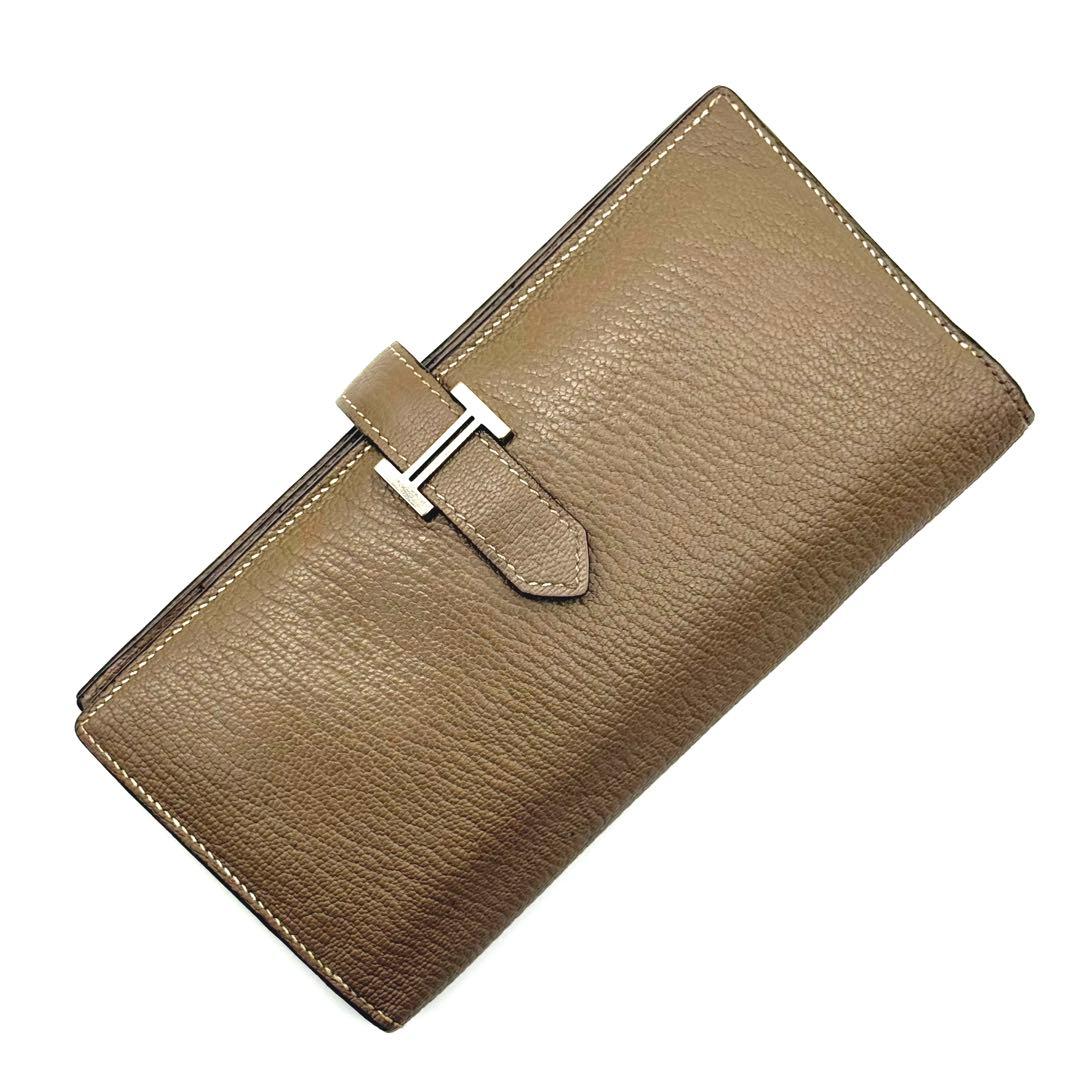 極上美品❣️エルメス べアンスフレ シェーブル 財布 ベージュ O77