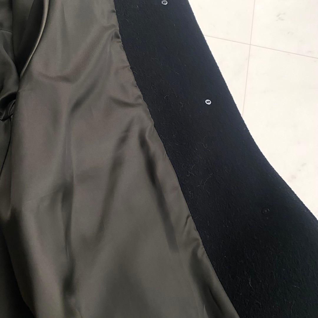 美品 スローブイエナ 襟付きラグランAラインコート super100ウール 黒