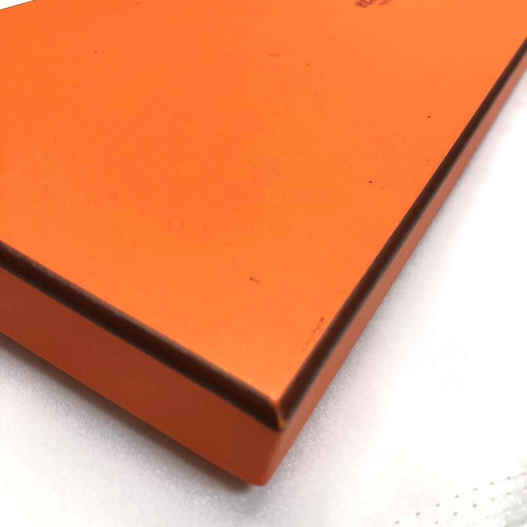 美品✨　HERMES エルメス　ネクタイ　グレー　オレンジ　H柄　シルク　箱付き