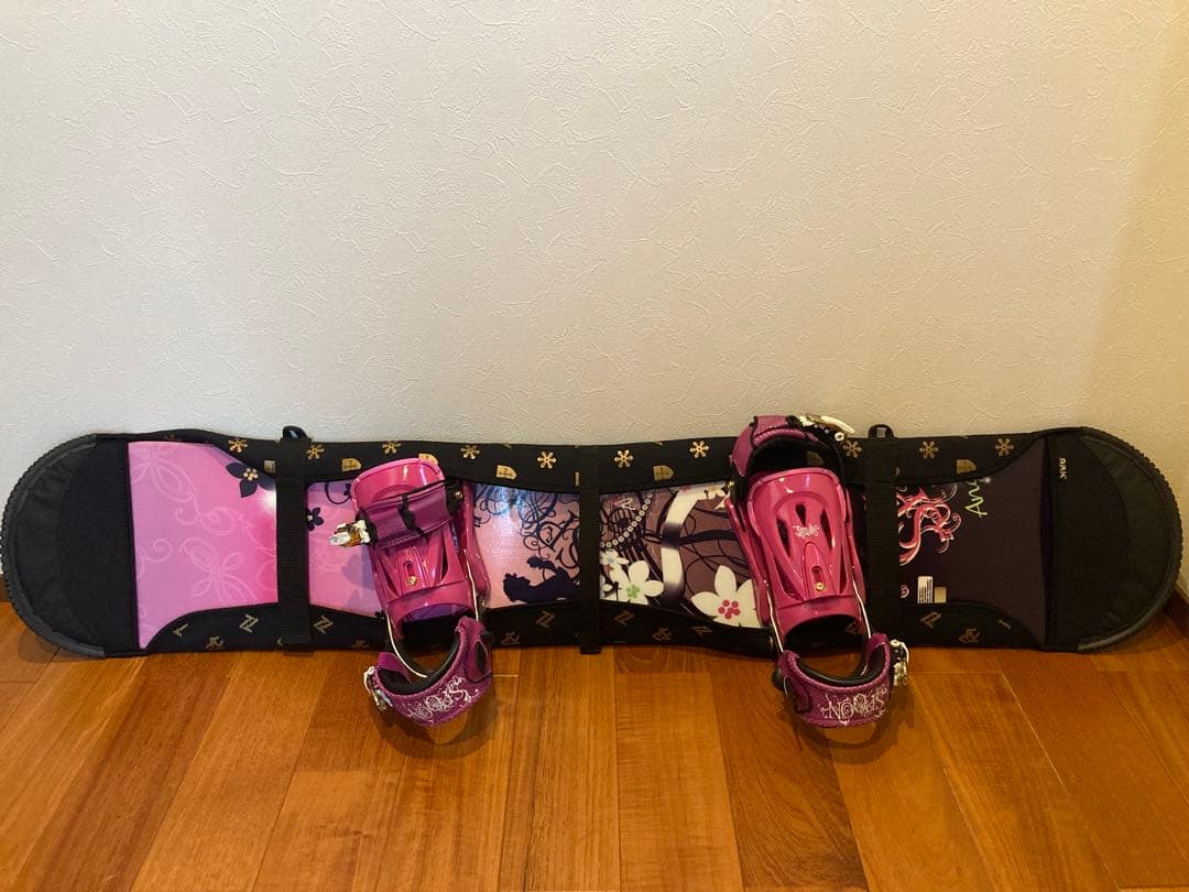 ピンク スノーボード バインディング付き