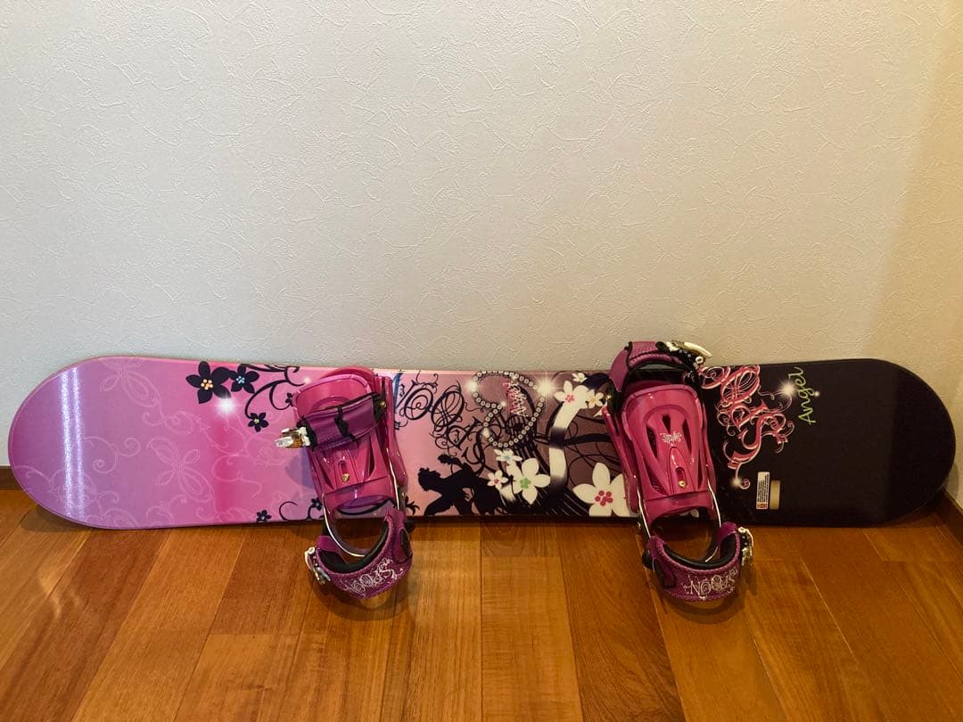 ピンク スノーボード バインディング付き