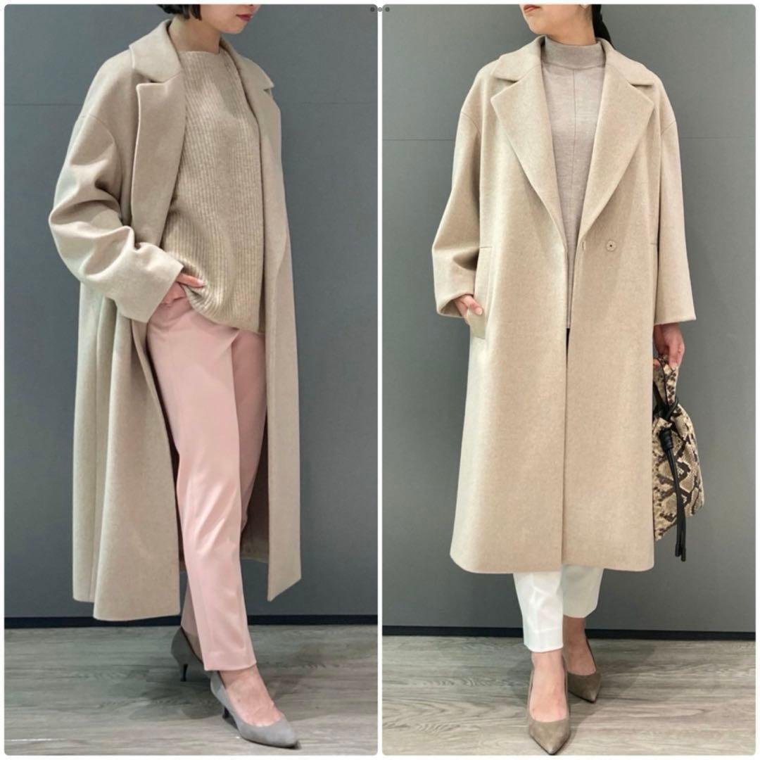 ☆ほぼ未使用☆セオリーリュクス　メルトン素材オーバーサイズロングコート　ベージュ