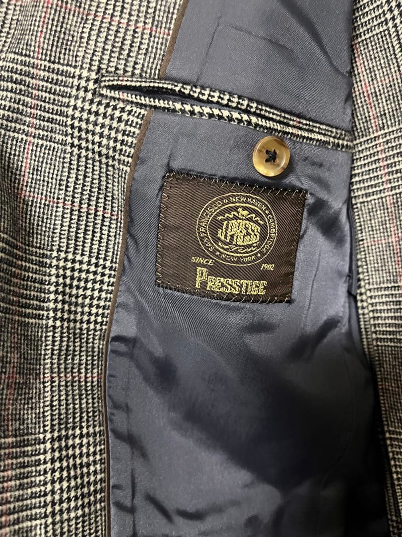 【美品】Jプレスプレステージ　フランネル　2Bスーツ　S相当　グレンチェック