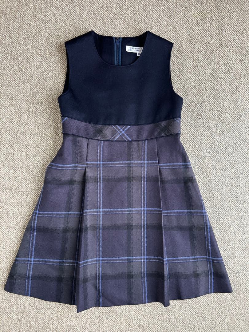 お受験　マムエモア　チェック柄ワンピース ジャンパースカート　110