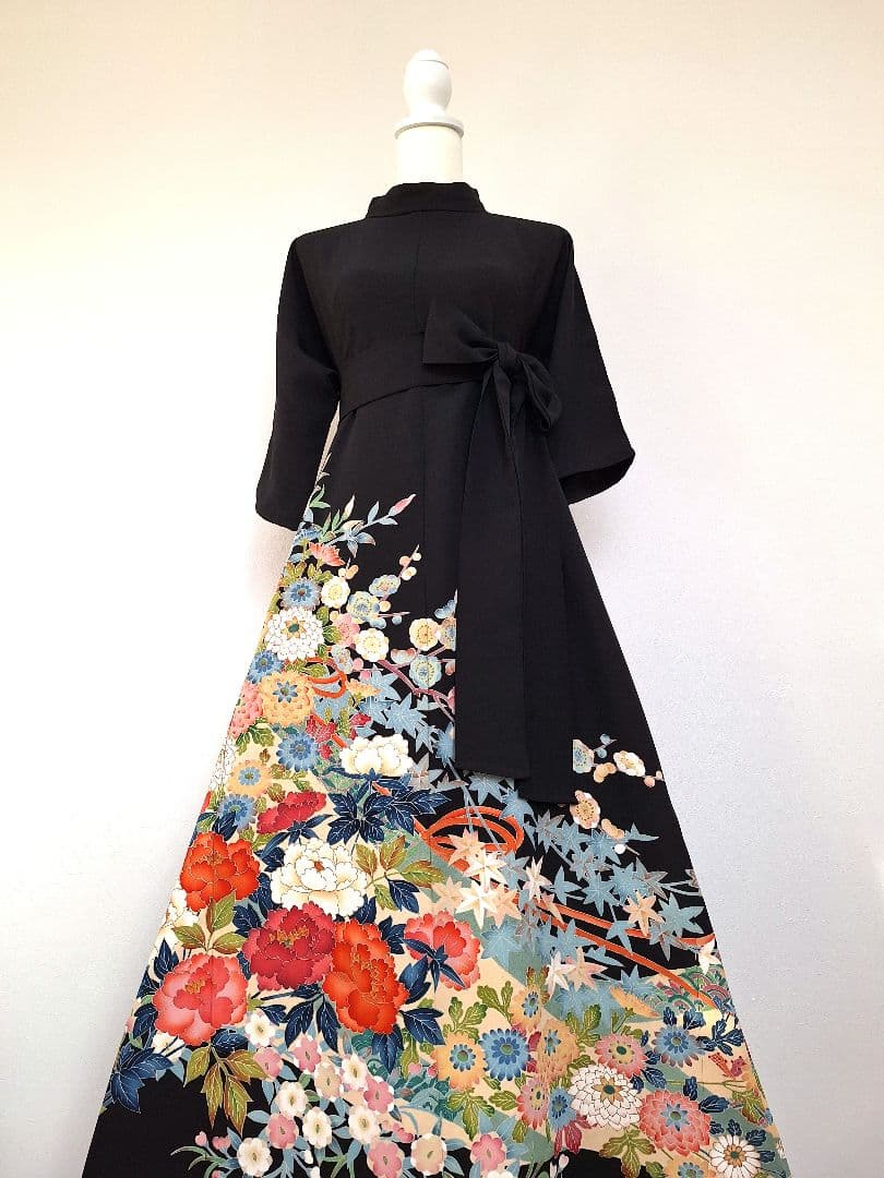 着物リメイクワンピース3635
