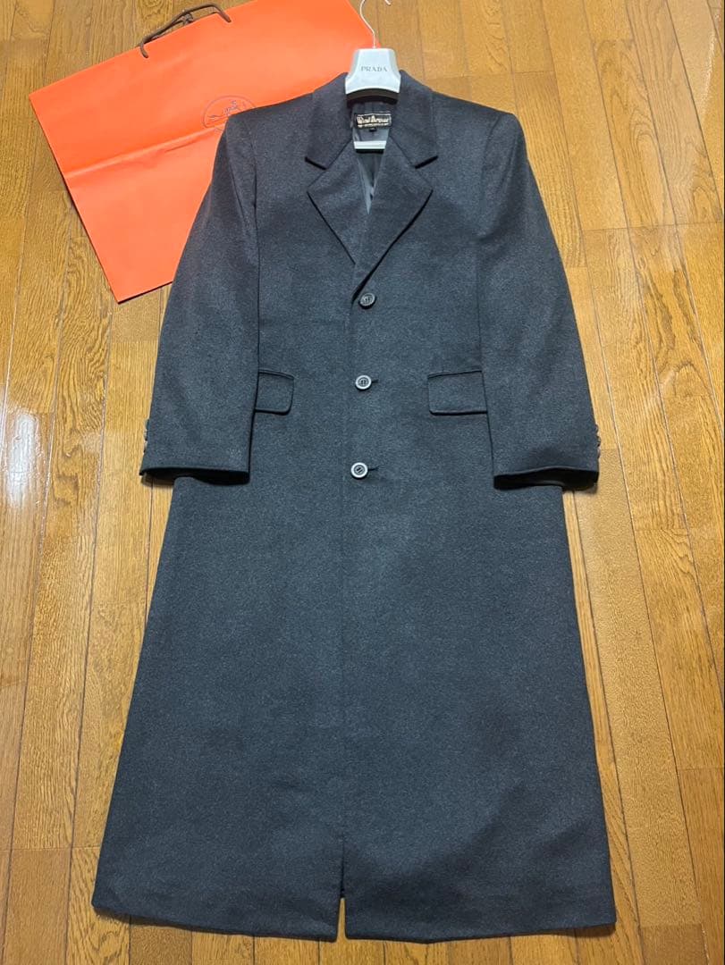 極美品　ウィンドアーマー　高級ピュアカシミア100% ロングチェスターコート