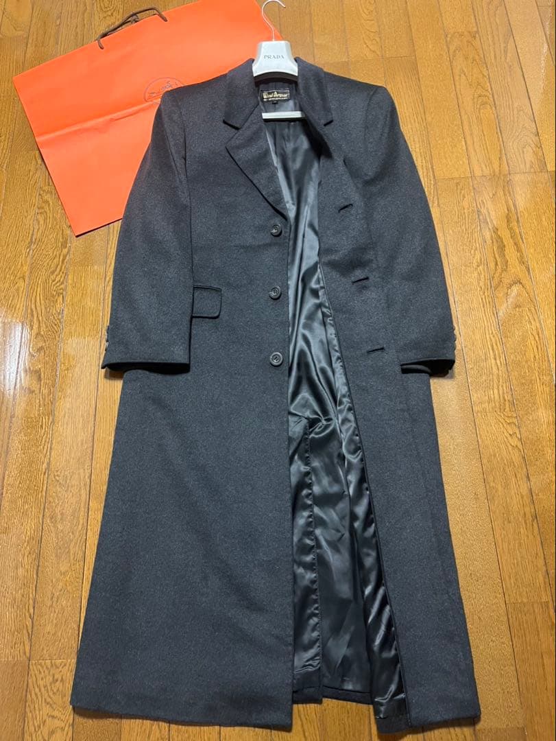 極美品　ウィンドアーマー　高級ピュアカシミア100% ロングチェスターコート