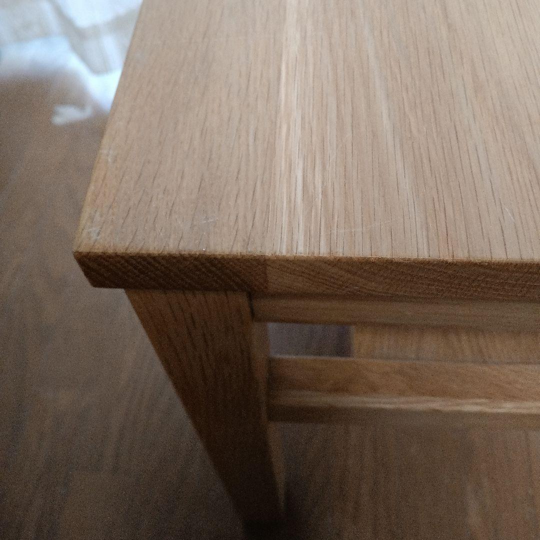 無印良品　無垢材サイドテーブルベンチ・板座・オーク材