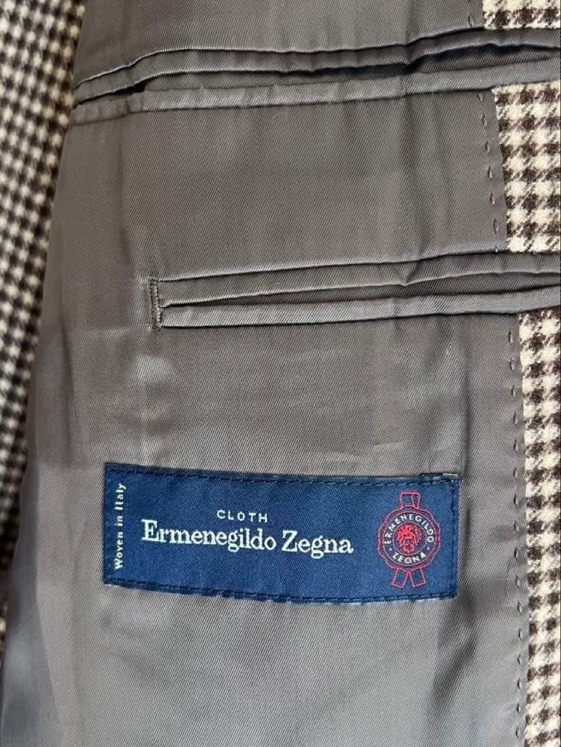 【Masa】ゼニア生地 カシミヤ混 テーラードジャケット 千鳥格子 AB6