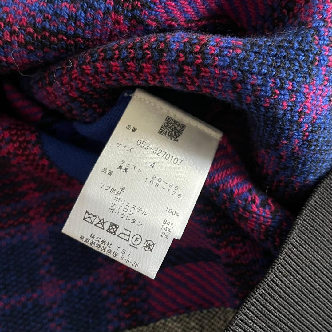 新品 パーリーゲイツ マルチチェック柄 クルーネックニット セーター