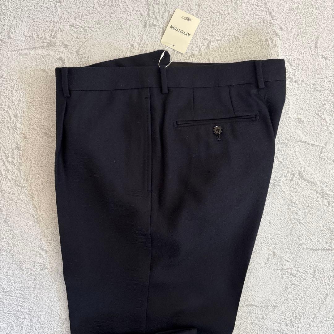 【新品未使用品】48 濃紺 ビームスF ウールフラノ 1プリーツスラックス