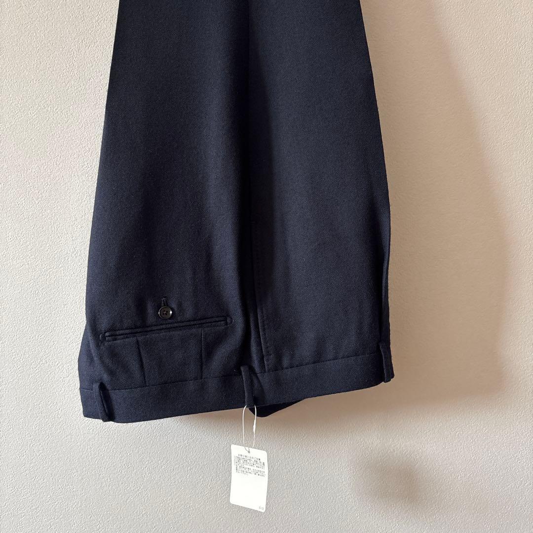 【新品未使用品】48 濃紺 ビームスF ウールフラノ 1プリーツスラックス