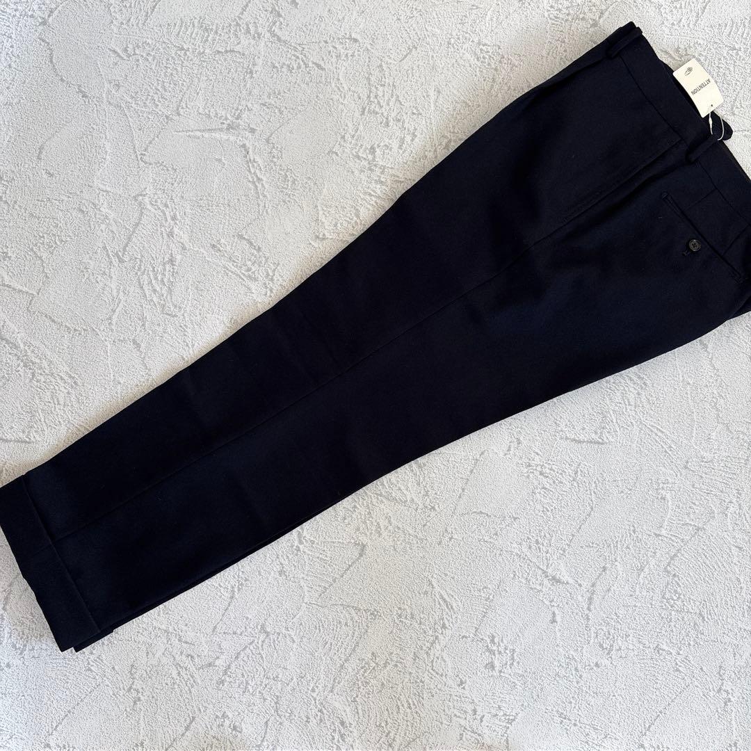【新品未使用品】48 濃紺 ビームスF ウールフラノ 1プリーツスラックス