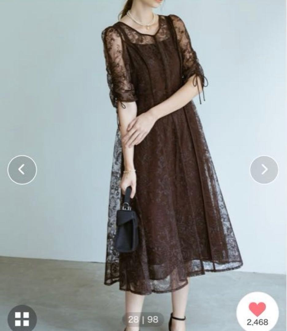 Dorry Doll エンブロイダリーレイヤードドレス ブラウン S