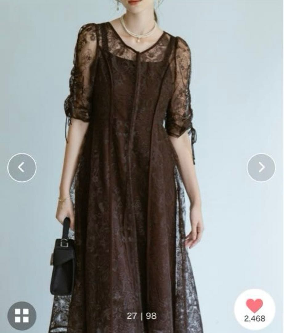 Dorry Doll エンブロイダリーレイヤードドレス ブラウン S