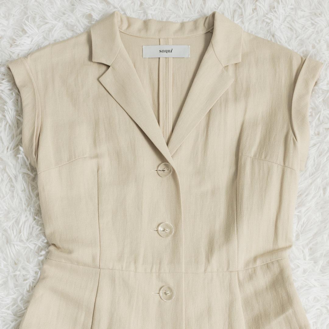 美品 saqui サキ コットンリネン コンビネゾン ベージュ 伊藤まさこ