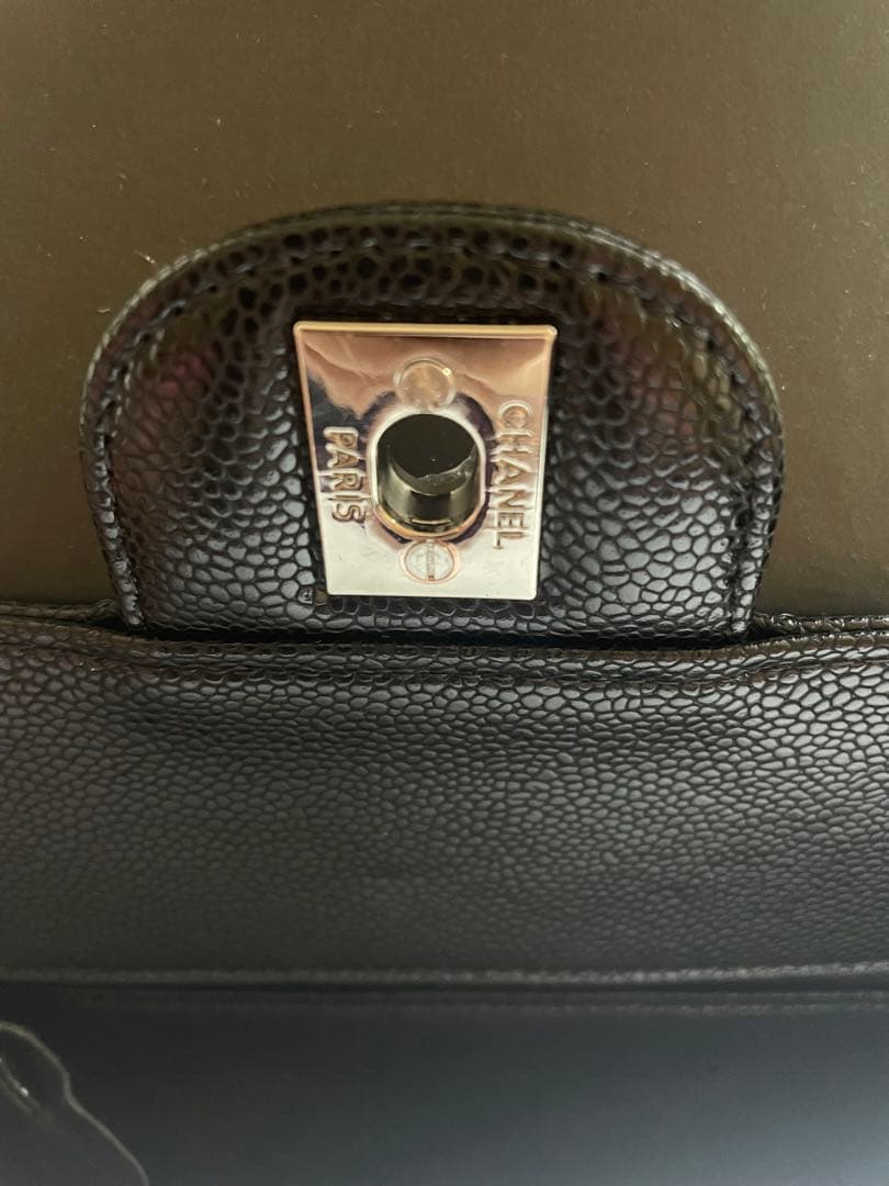 CHANEL ダブルチェーン　フラップ　キャビアスキンシルバー