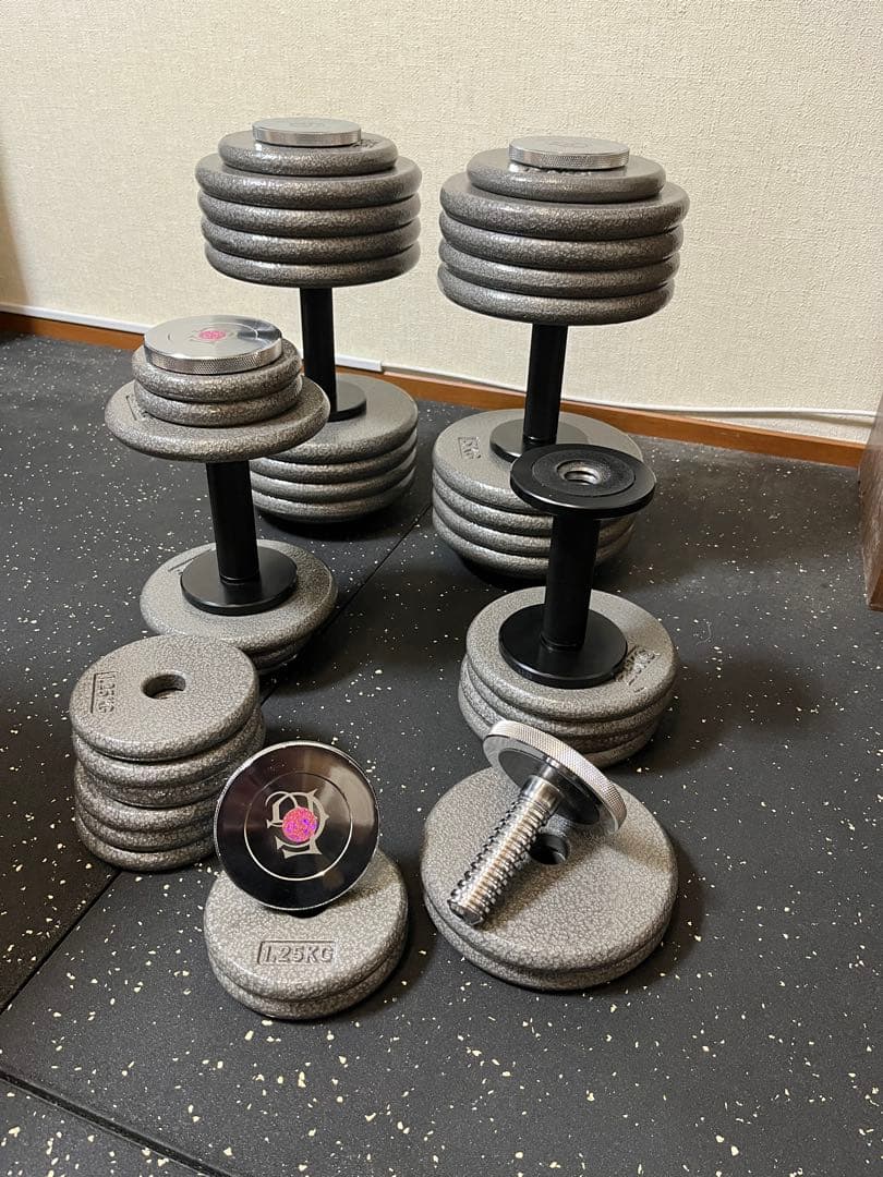 再値下しましたGFCダンベルグリップ（中・短2セット）モリヤプレート125kg