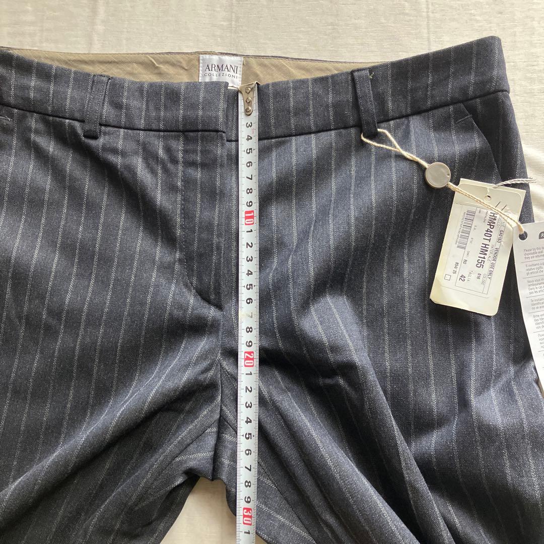 armani collezioni /ストライプ スラックス チャコール 42