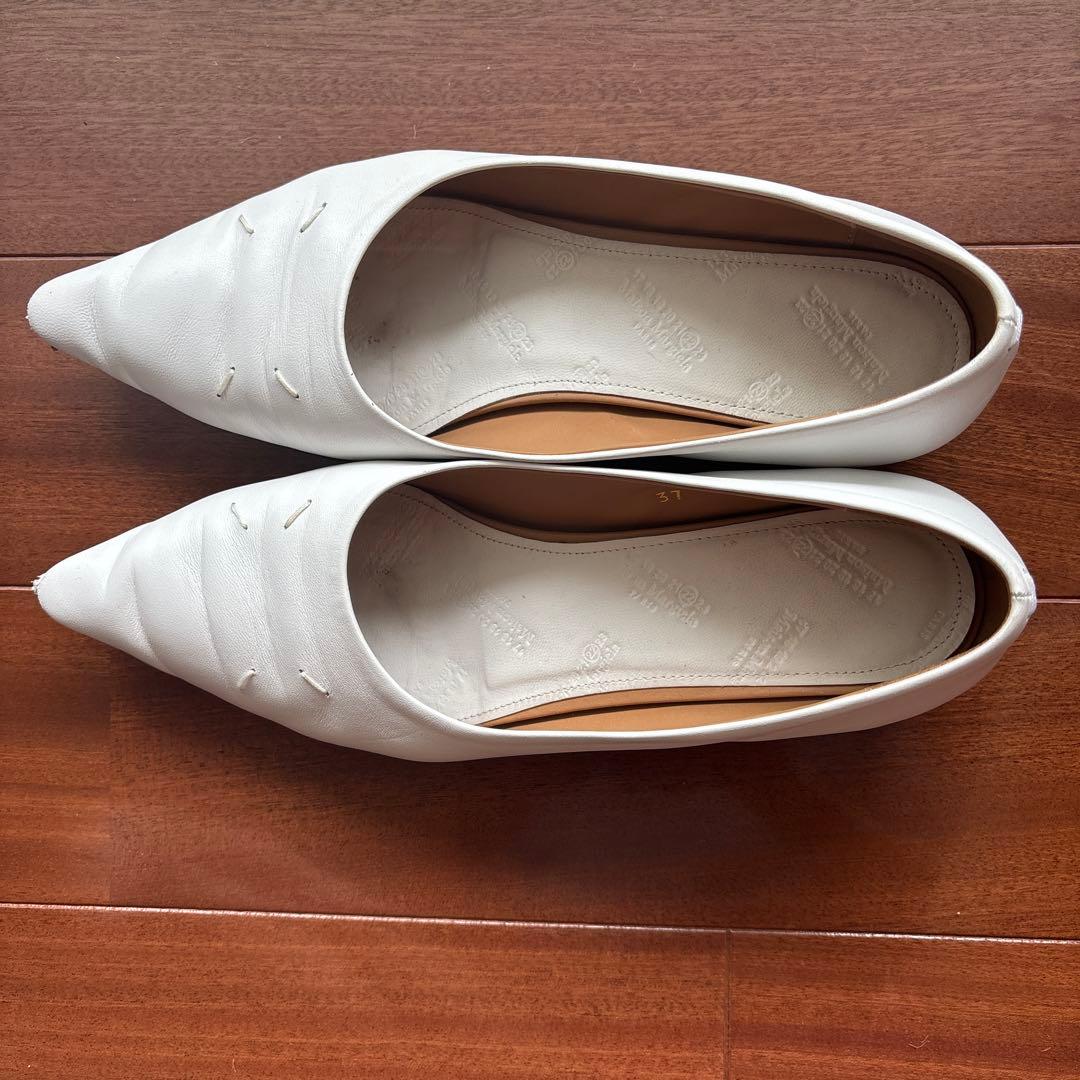 【美品】Maison Margiela白 ポインテッドトゥ フラット 37