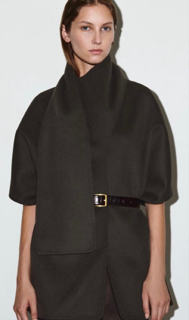 タグ付き:ケープ コス(COS) ダークブラウン FREE SIZE