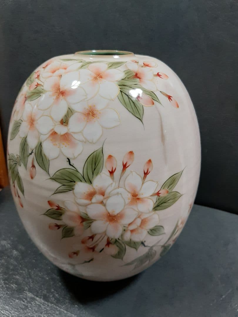 京焼 清水焼 陶葊 土渕陶あん (陶あん窯) 白掛桜 花生 茶道 京都