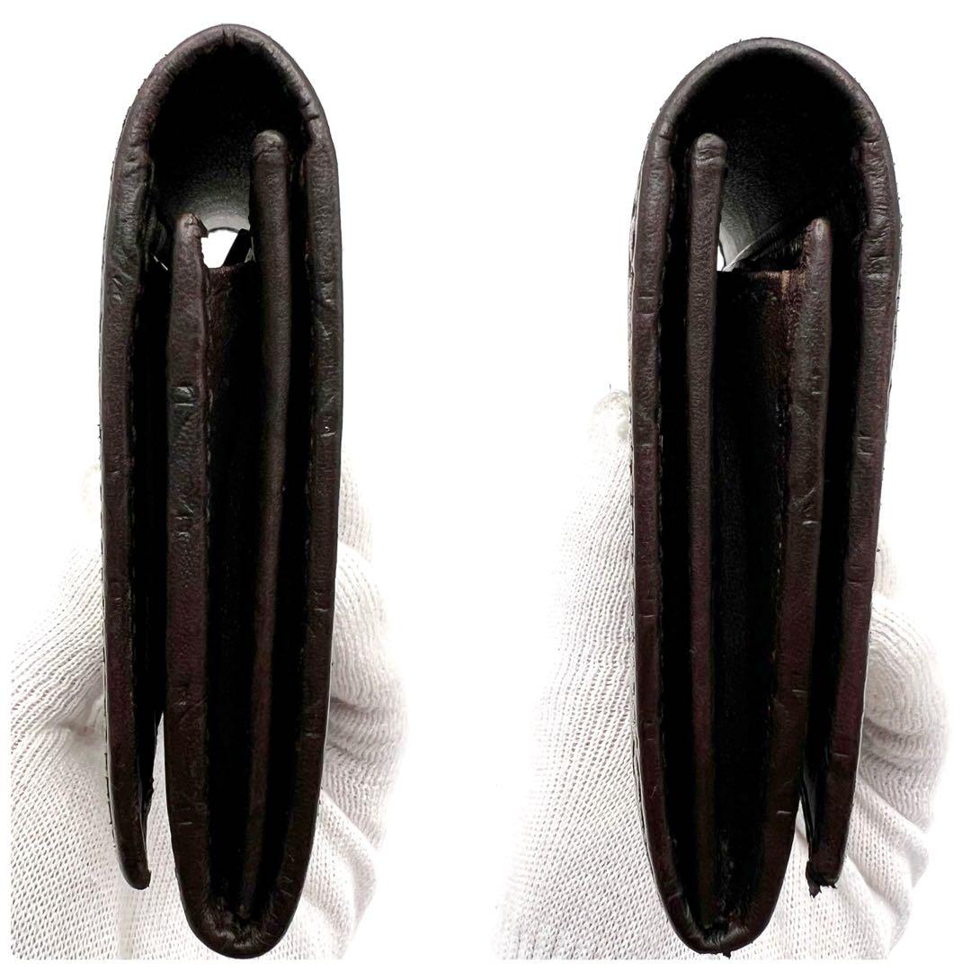 極美品✨グッチ 長財布 GG シマ レザー ダークブラウン ゴールド プレート