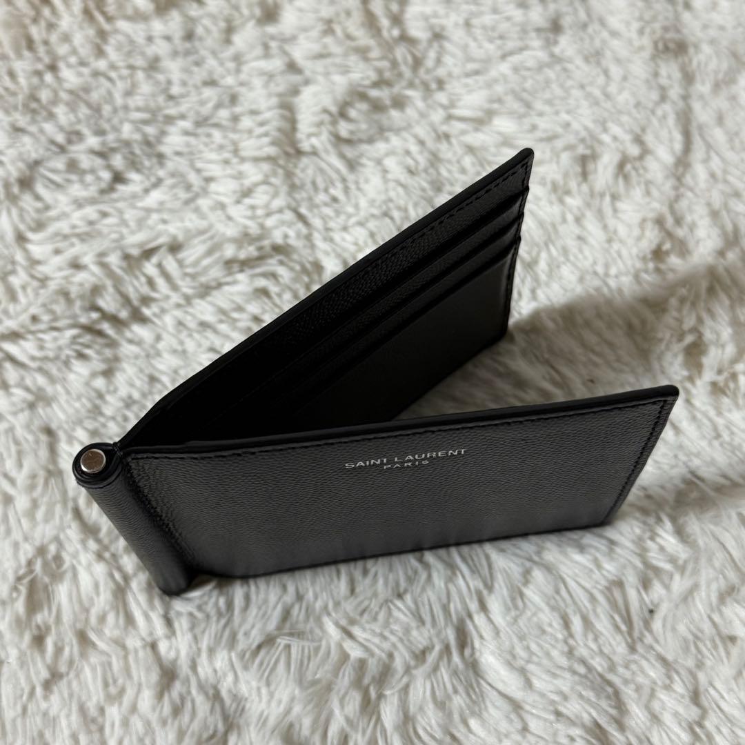 ⭐️未使用級⭐️　サンローラン　マネークリップ　二つ折り財布　シルバー金具　黒