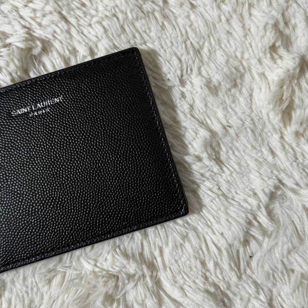 ⭐️未使用級⭐️　サンローラン　マネークリップ　二つ折り財布　シルバー金具　黒