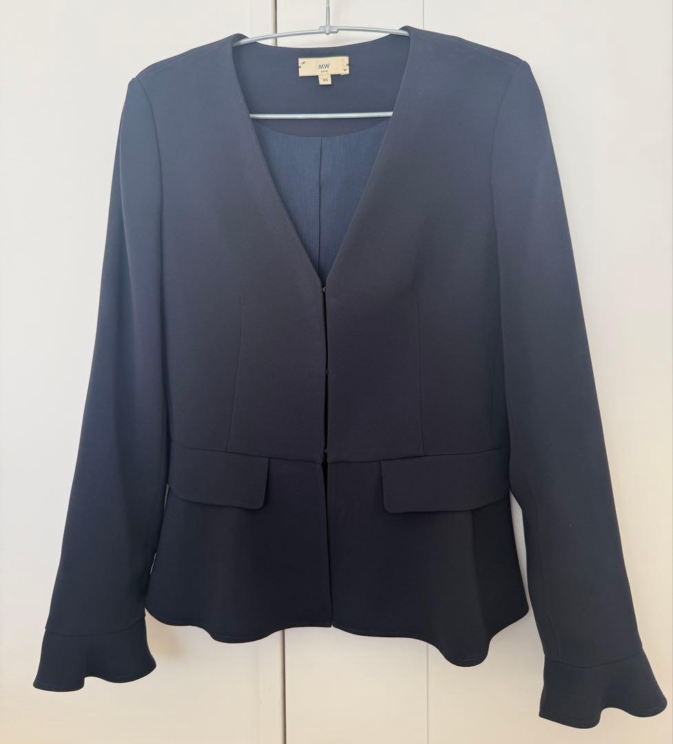 【美品】MW Tokyo ノーカラージャケット ネイビー