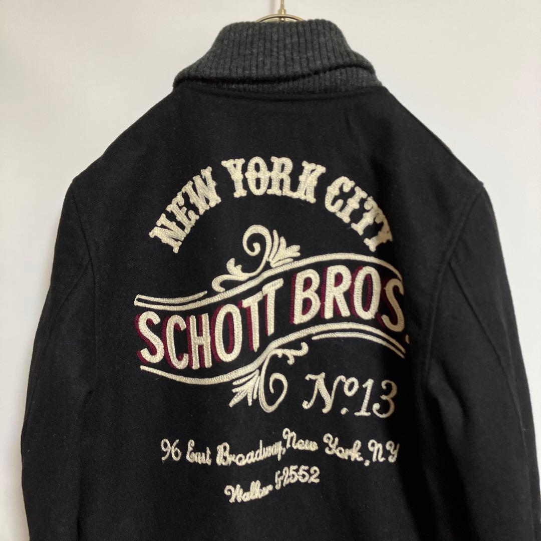 【ショット】スタジャン　ジャケット　ブルゾン　ヴィンテージ　ブラック　S