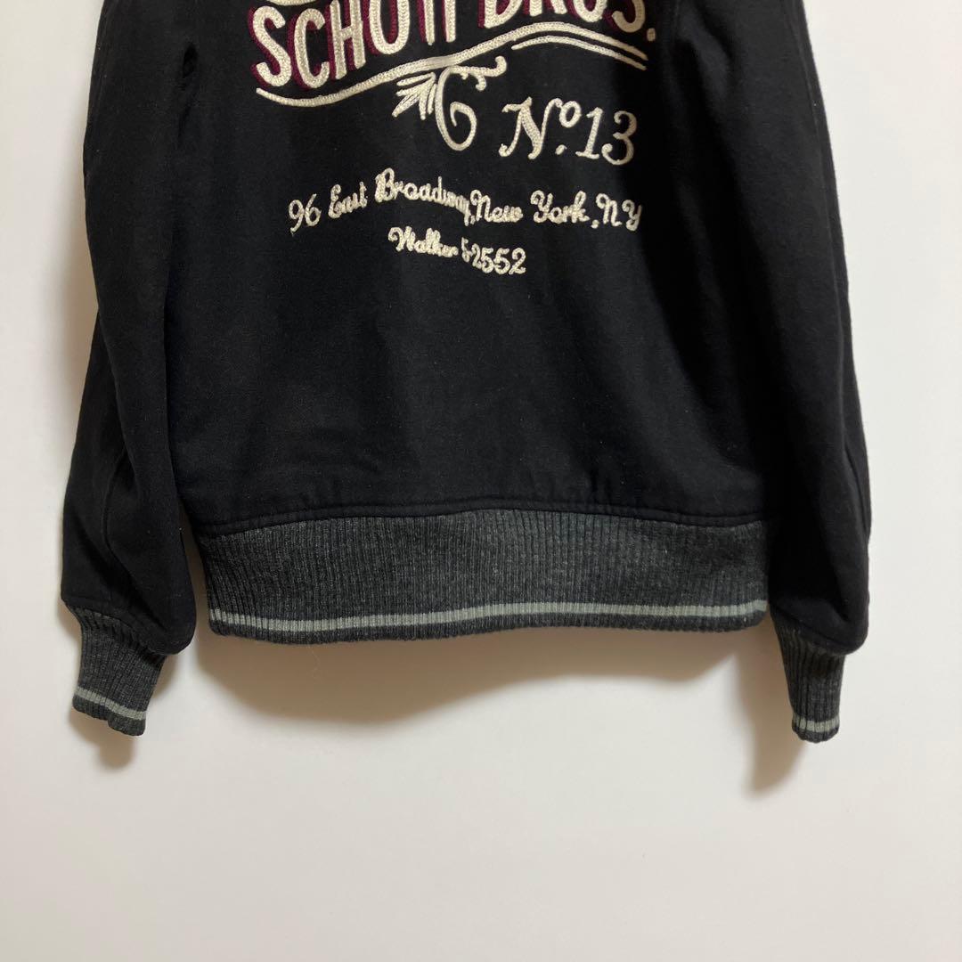 【ショット】スタジャン　ジャケット　ブルゾン　ヴィンテージ　ブラック　S