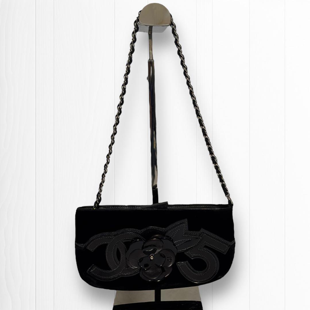 専用【高級ベロア生地】シャネル ハンドバッグ カメリアNo.5チェーンポシェット