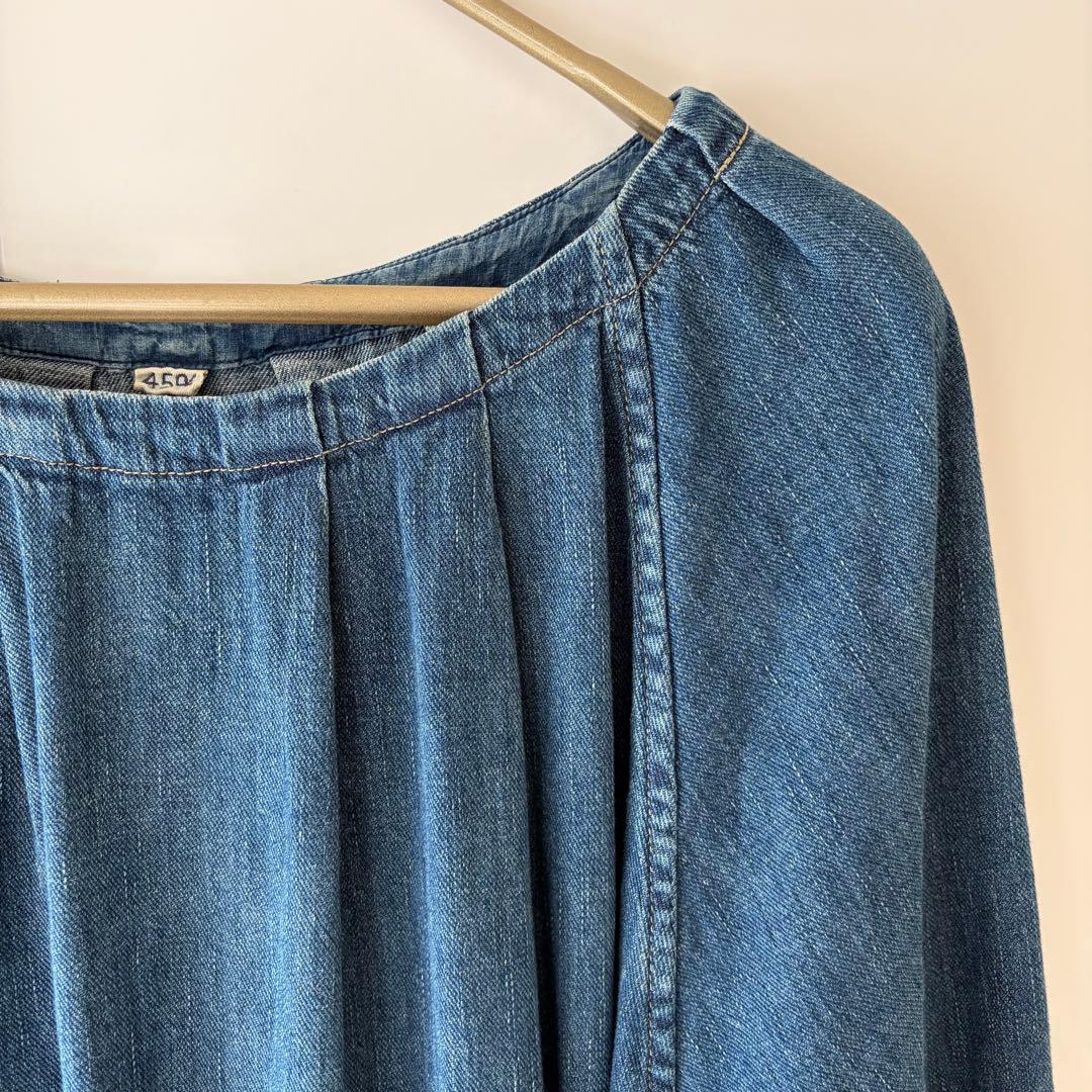 45R 45プチデニム✕レースのタックドレス（加工） ワンピース　2025SS