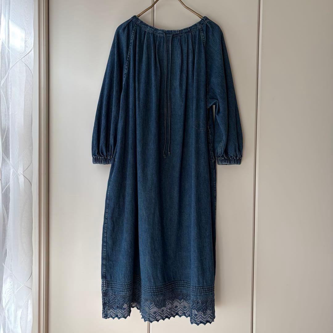 45R 45プチデニム✕レースのタックドレス（加工） ワンピース　2025SS