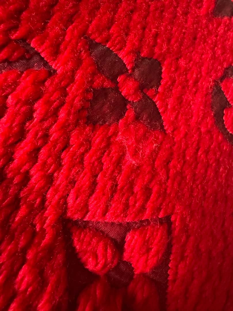 ルイ・ヴィトン　エシャルプ・ロゴマニア ウール　マフラー　モノグラム　レッド