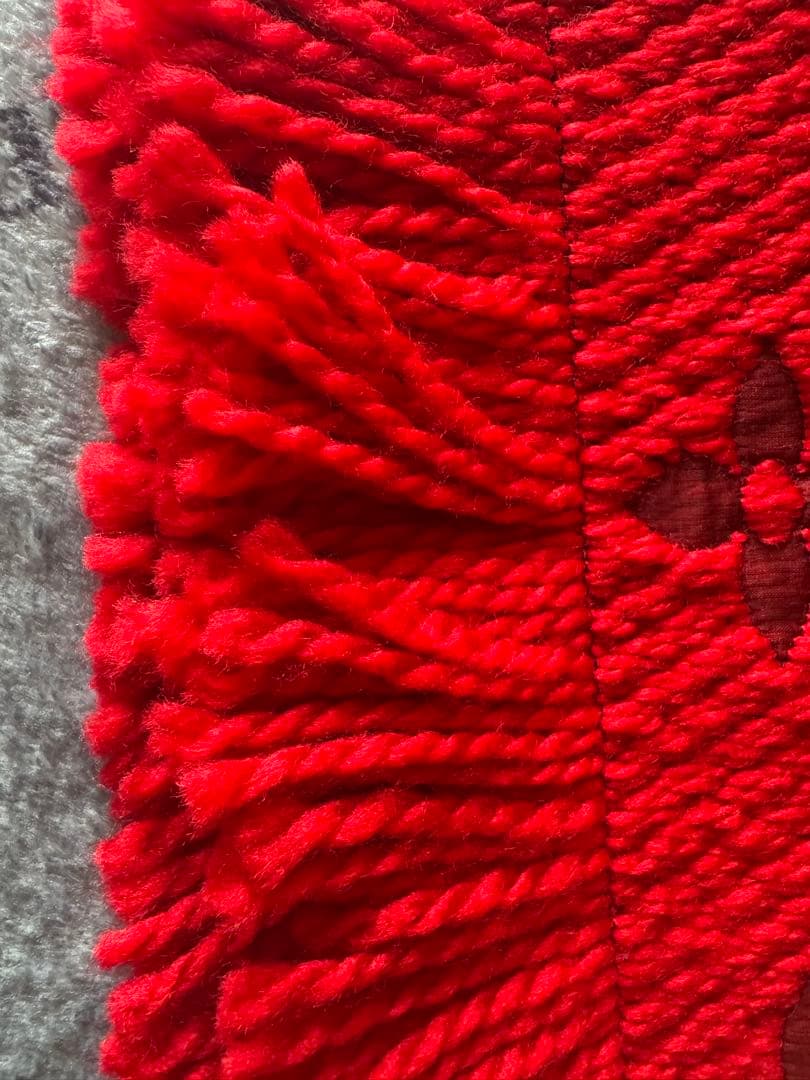 ルイ・ヴィトン　エシャルプ・ロゴマニア ウール　マフラー　モノグラム　レッド