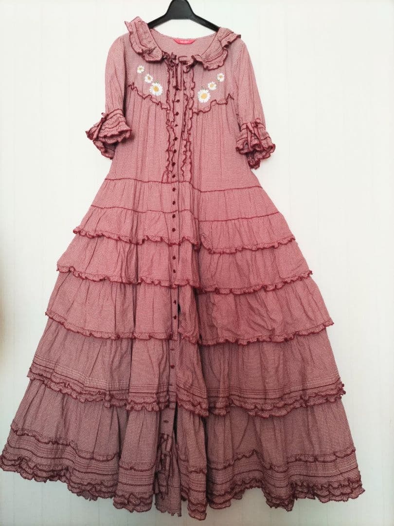 ピンクハウス ギンガム段々ワンピース