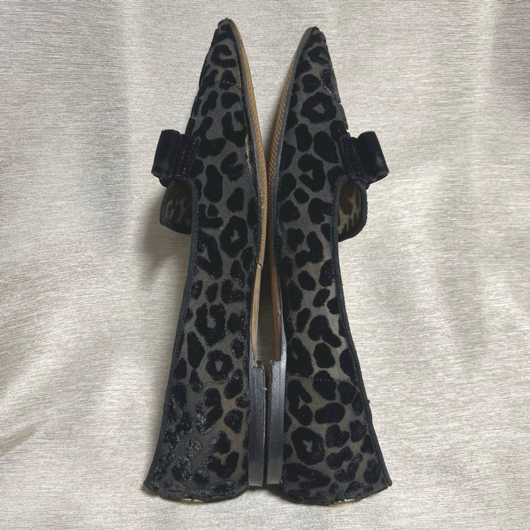 ジミーチュウ　ベロア　レオパード柄　フラットシューズ