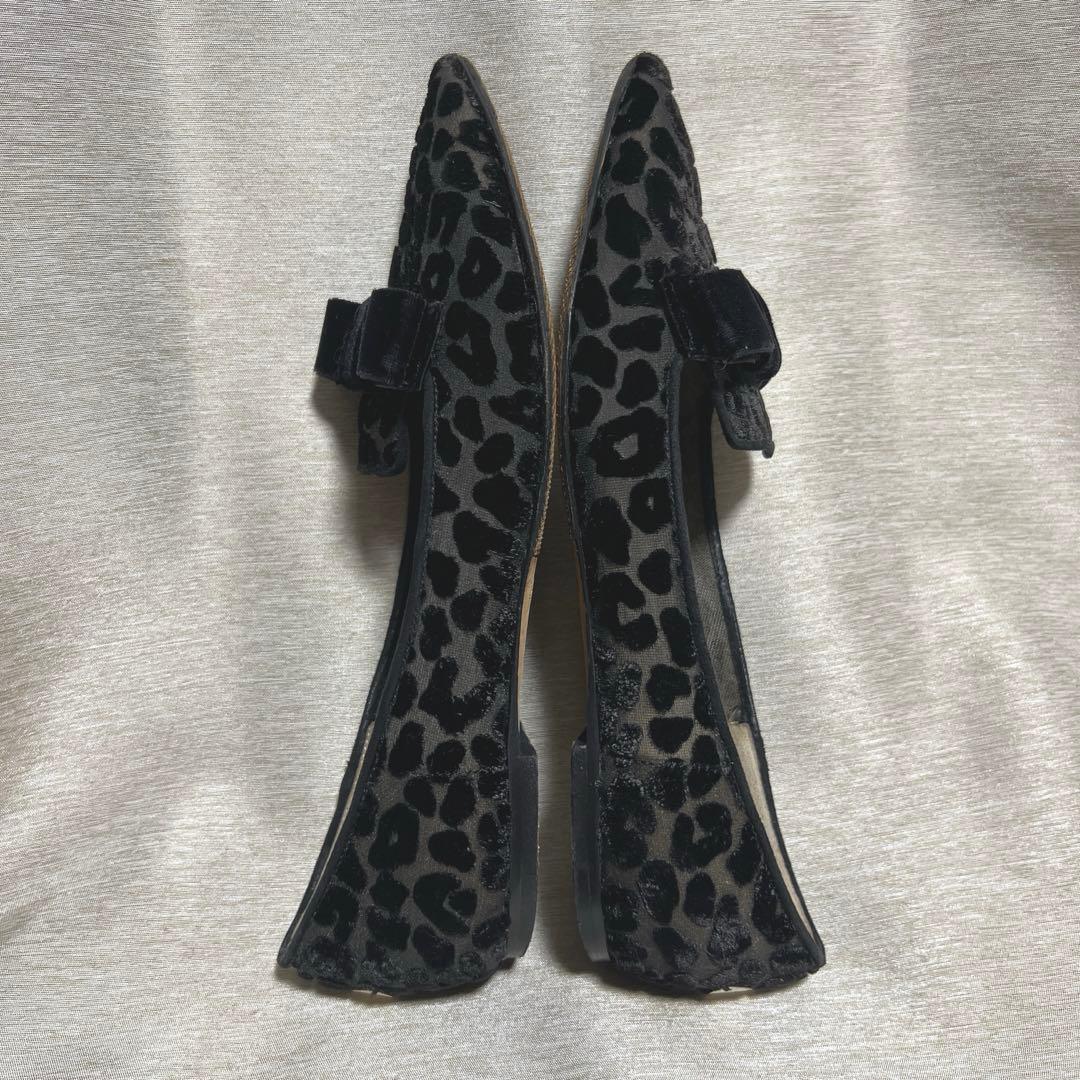 ジミーチュウ　ベロア　レオパード柄　フラットシューズ