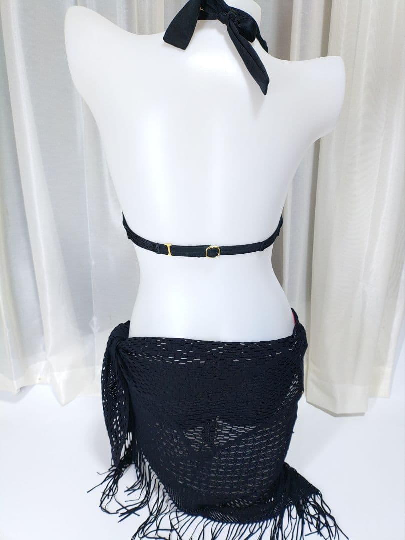 サンアイ Ai ノンワイヤービキニ ブラック Mサイズ 中古 美品 パレオ付き