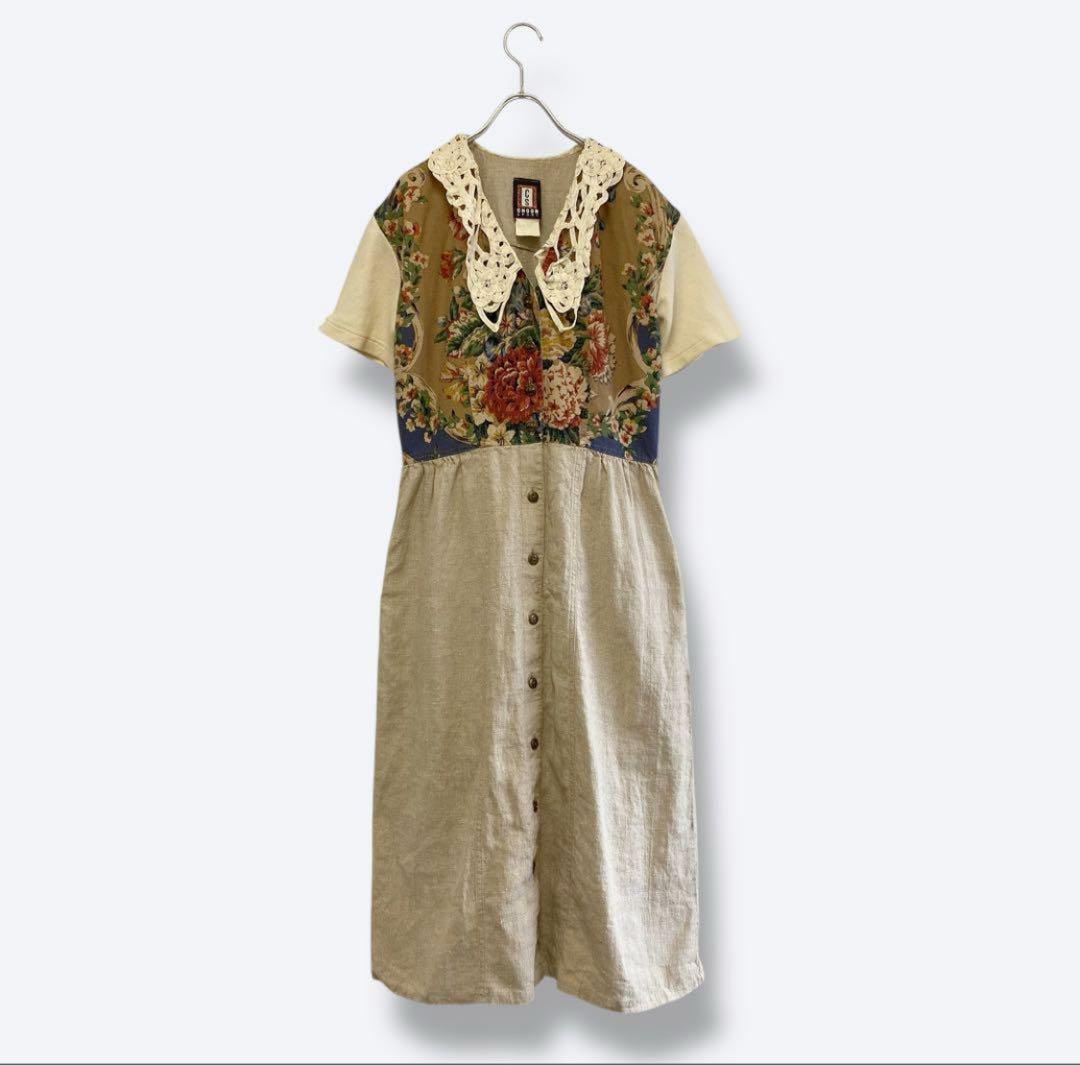 3点¥10,000 ビンテージ 古着 卸 レトロ 花柄刺繍チュニック