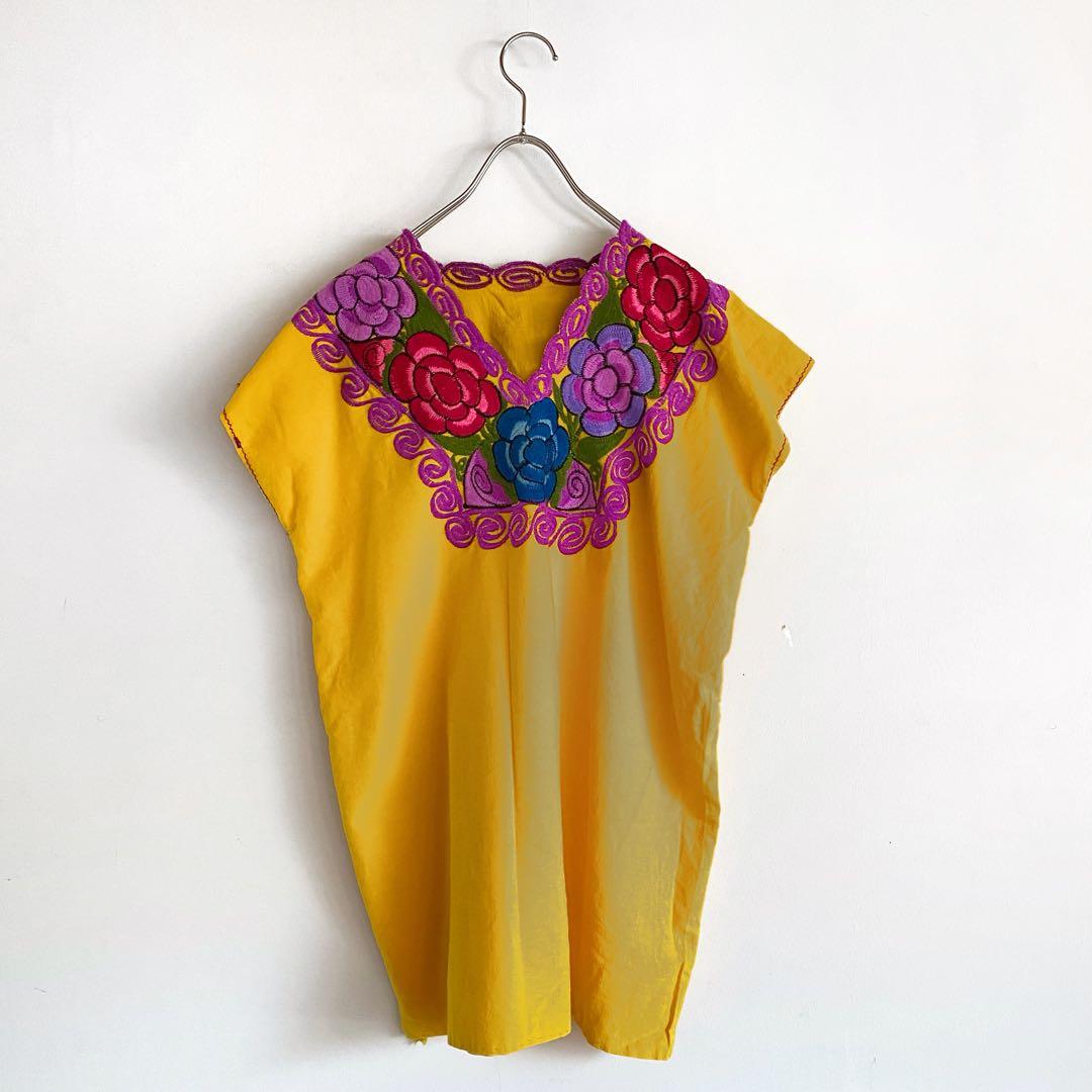 3点¥10,000 ビンテージ 古着 卸 レトロ 花柄刺繍チュニック