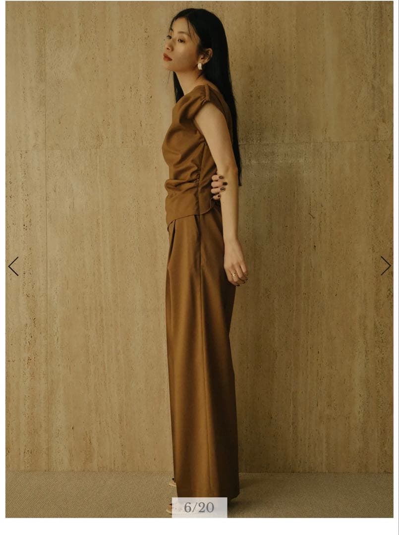 アシメドレープオールインワン　チャコールグレー