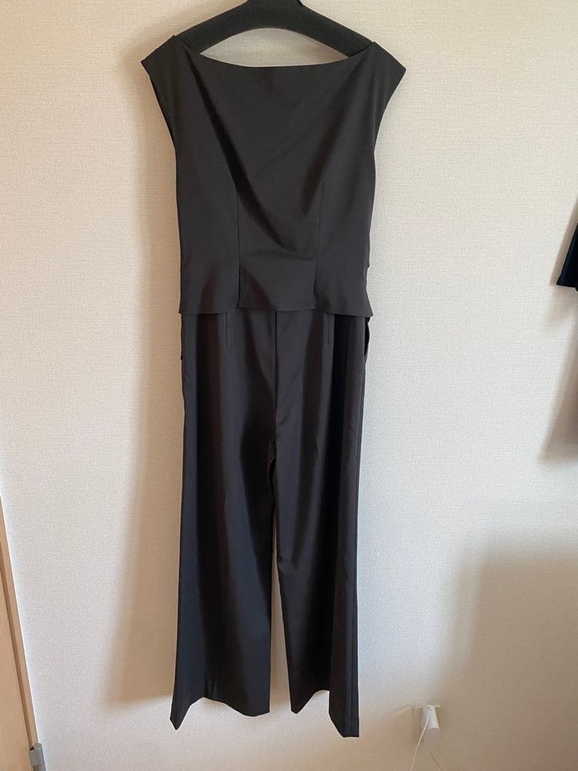 アシメドレープオールインワン　チャコールグレー