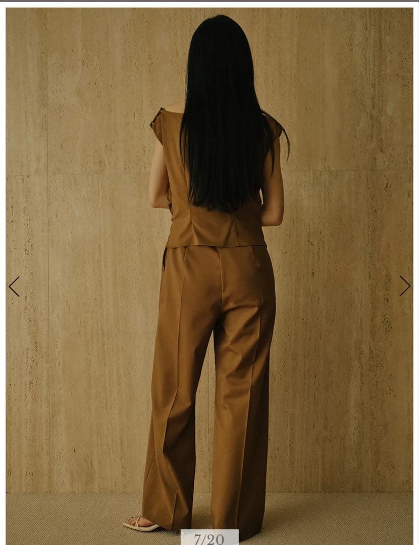 アシメドレープオールインワン　チャコールグレー