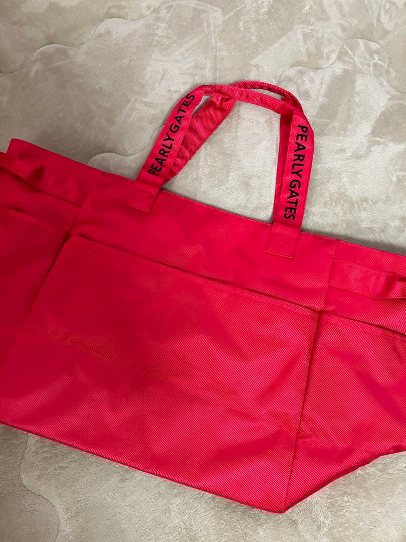 PEARLY GATES ロゴ入りピンクトートロッカーバッグ
