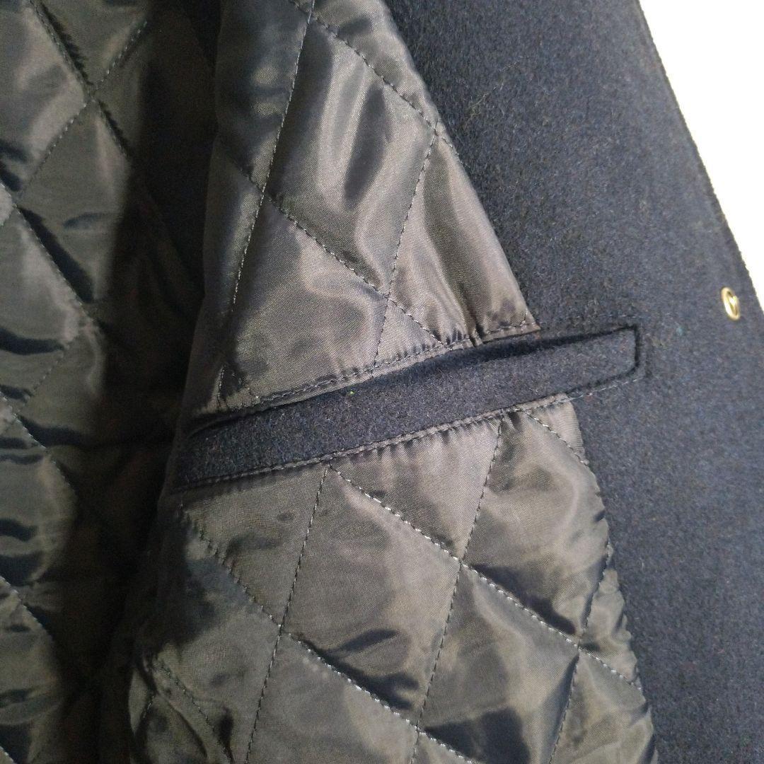 モブスタイル★サガラ刺繍 羊革 アームレザー スタジャン 紺 M表記 L相当