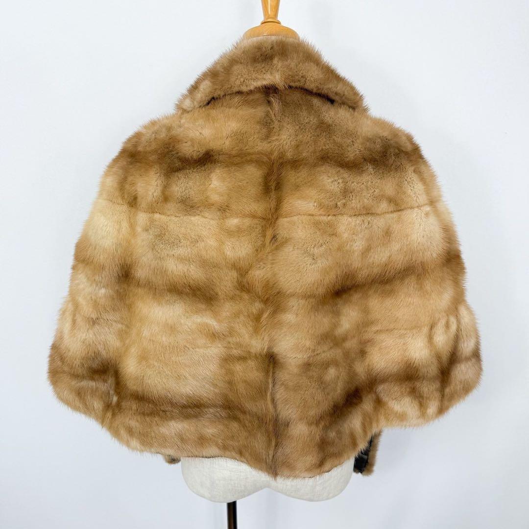 ヴィンテージ 毛皮 ミンクファー リアルファー ケープコート 羽織り S737